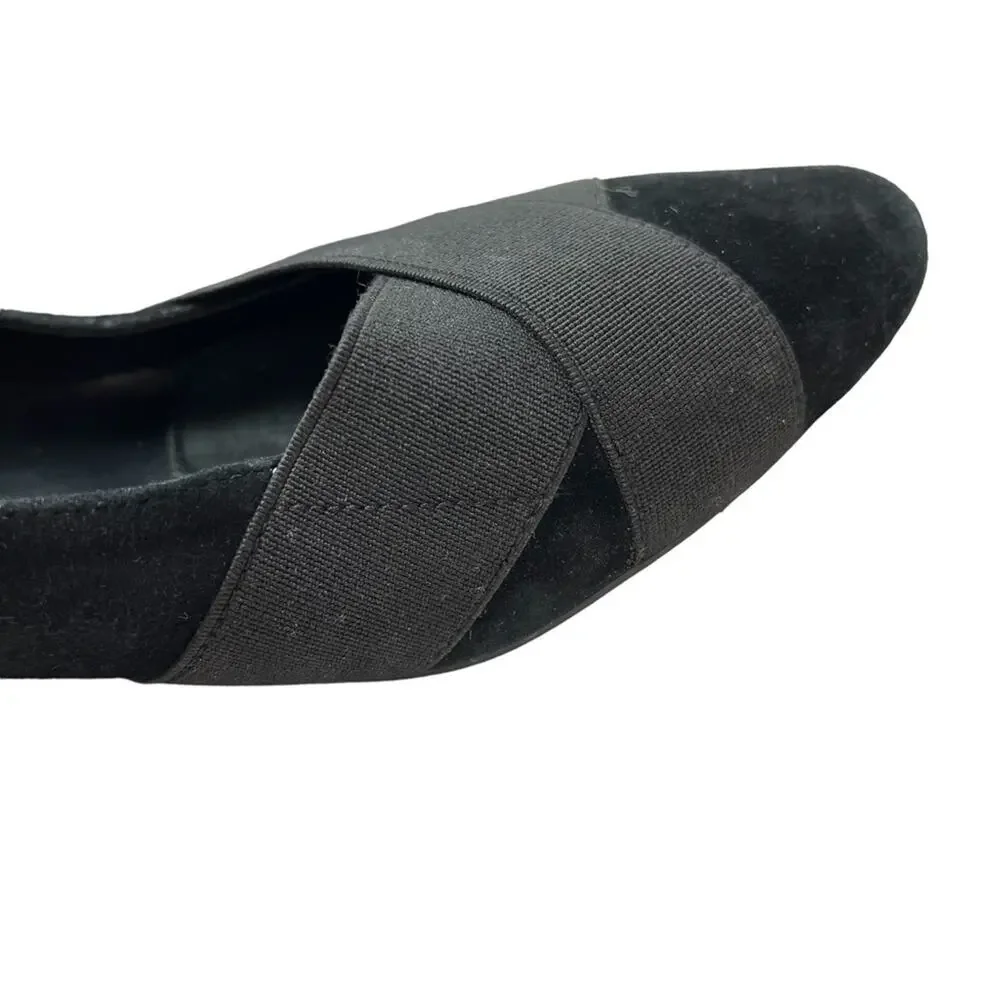 VAN ELI VANELI Black Suede Genuine Leather Kitten Heels Slip On Shoes sz 8 M